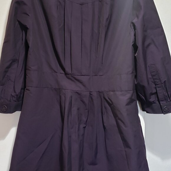 Anthropologie purple trench coat with decorative stitching and buttons - Picture 11 of 13